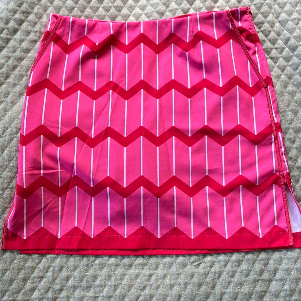 Golftini pink and red golf skirt side zip with pockets - 4L